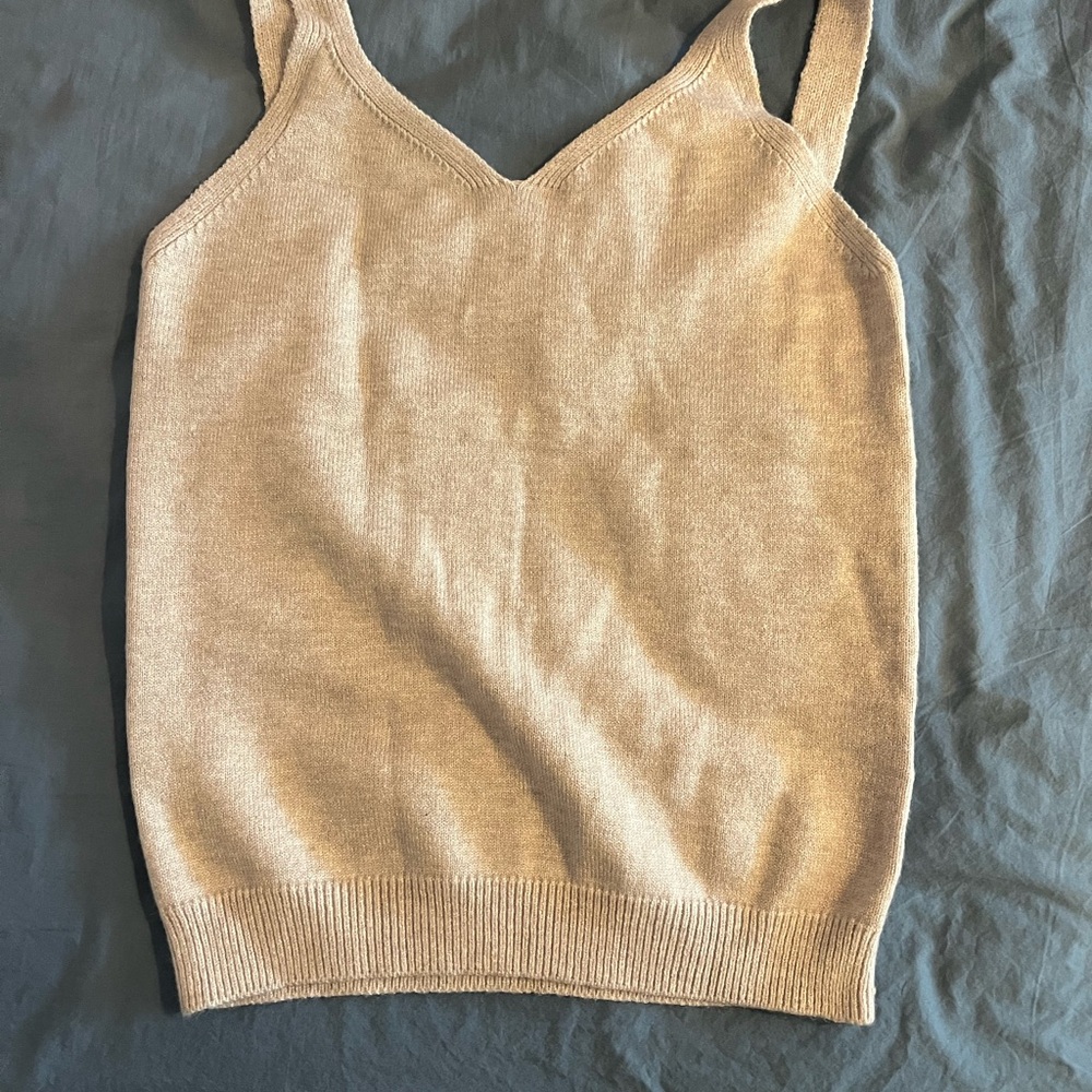 Elegant Beige Knit Tank Top NWOT